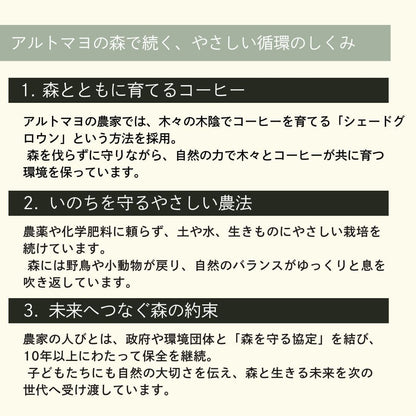 【農薬不使用・無化学肥料】100g ペルー アルトマヨの森 フェアトレード 中深煎り