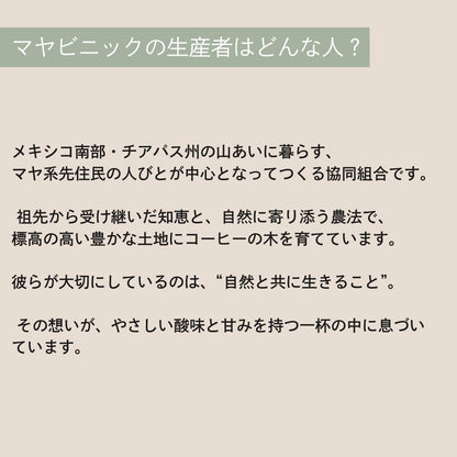 【農薬不使用・無化学肥料】100g メキシコ マヤビニック 中深煎り